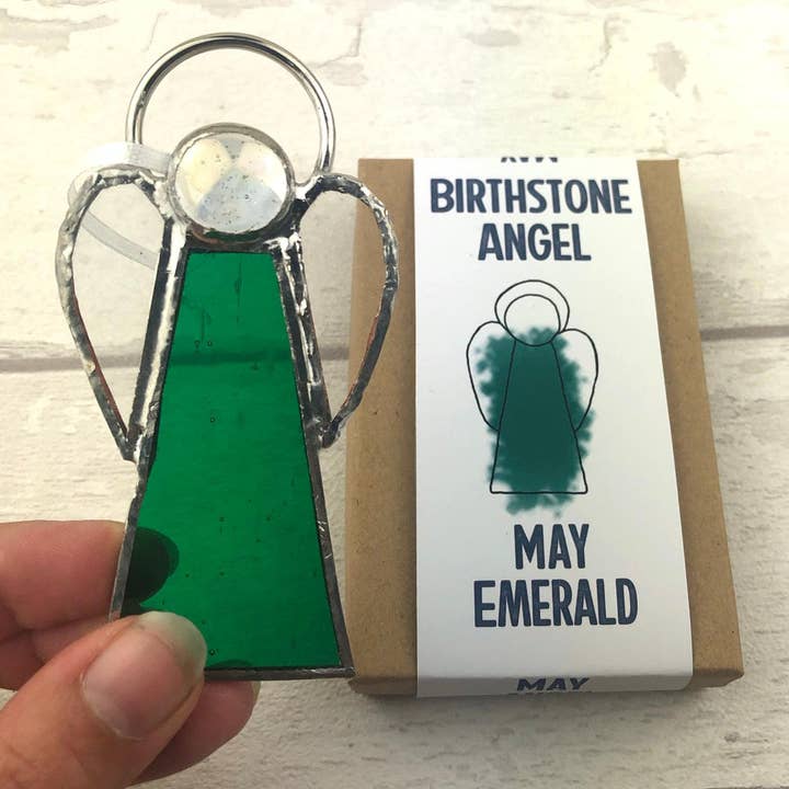 Ange pierre de naissance de mai - Cadeau d'anniversaire vitrail pour la vente par GlassHouse Design