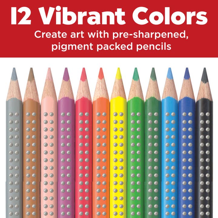 Faber-Castell / Creativity for Kids - Wholesale Colored Pencil - 12 Grip EcoPencils - Colored Pencils w/ Raised Grip