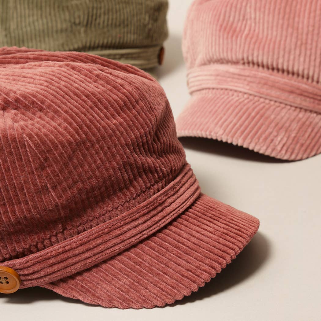 Fashion City - Wholesale Newsboy/Schoolboy Hat - Women's - Women's Solid Corduroy Cabbie with Buttons2