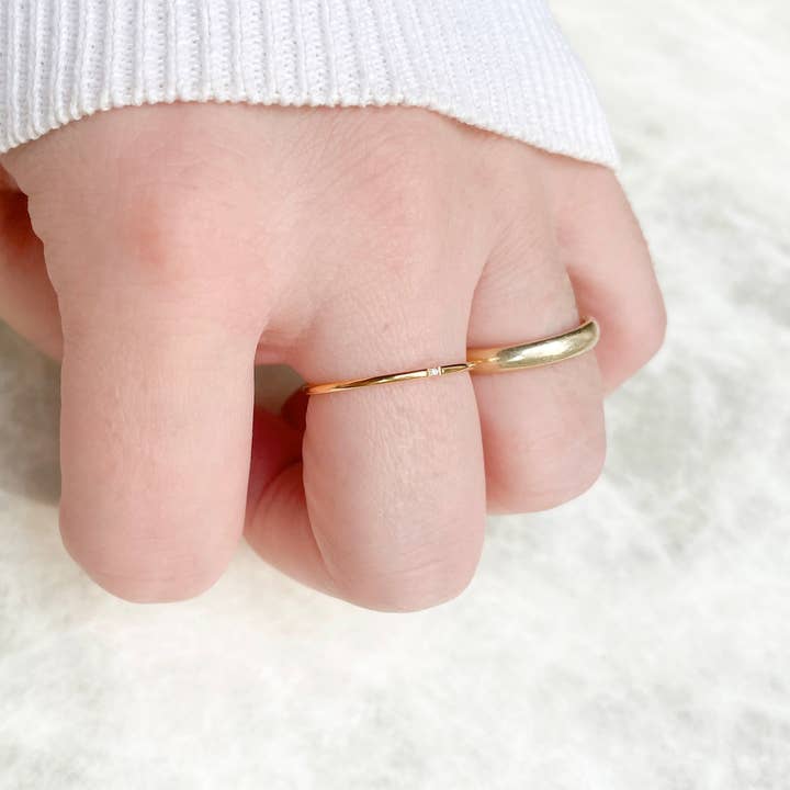 Blueyejewelry - Wholesale Band/Stacked Ring - Dainty Gold Ring - Waterproof Thin Gold Band - Diamond Ring