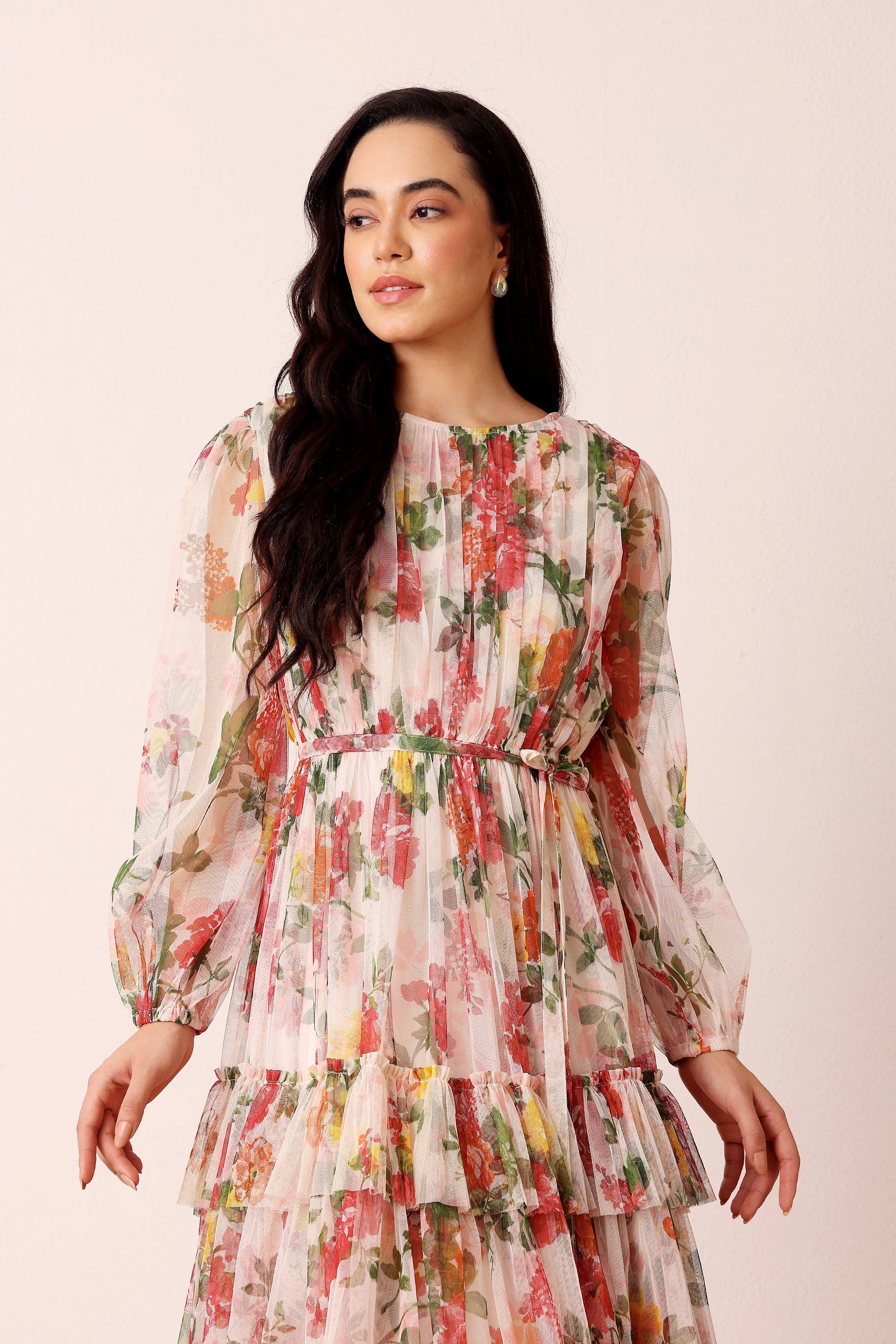 Rebecca Midi Dress in Cream Floral for wholesale on Faire6