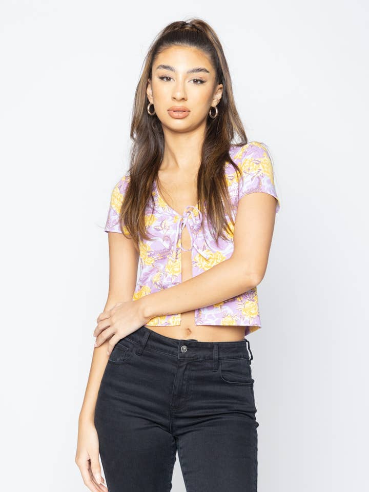 Scorpion Vines Tie Top Foran Lilla for engroshandel hos Broken Promises Co.