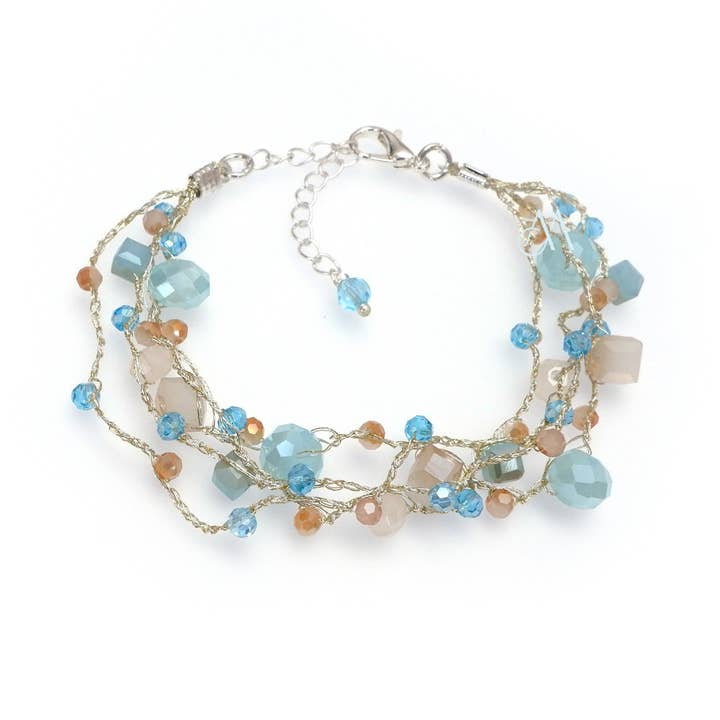 SKB11 : Handcrafted Crystal Bracelet, Crocheted on Silk on Silk for wholesale by Annabella Moore