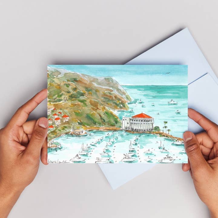 Maria Langgle - Vendita all'ingrosso Biglietti di auguri generici - Biglietto di auguri piegato con busta 5x7 Isola di Catalina2