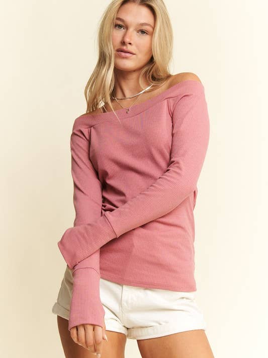 JADE BY JANE - Wholesale Knit Top - Women's - Solid Ribbed Off Shoulder Top7