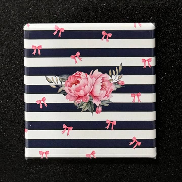 Peony Flower Magnet – Chic Floral Stripes & Bows for wholesale by The JC Creations