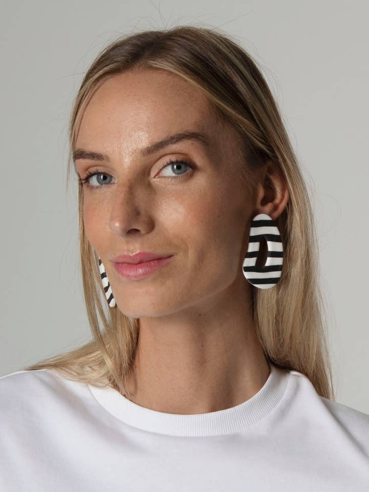 Striped Egg Earrings for wholesale by DELAROSA STUDIO