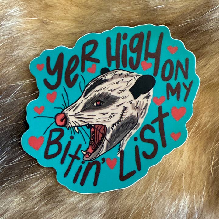 Bitin’ List Possum Sticker Tyler Childers Inspired for wholesale by Corkscrew Curiosities