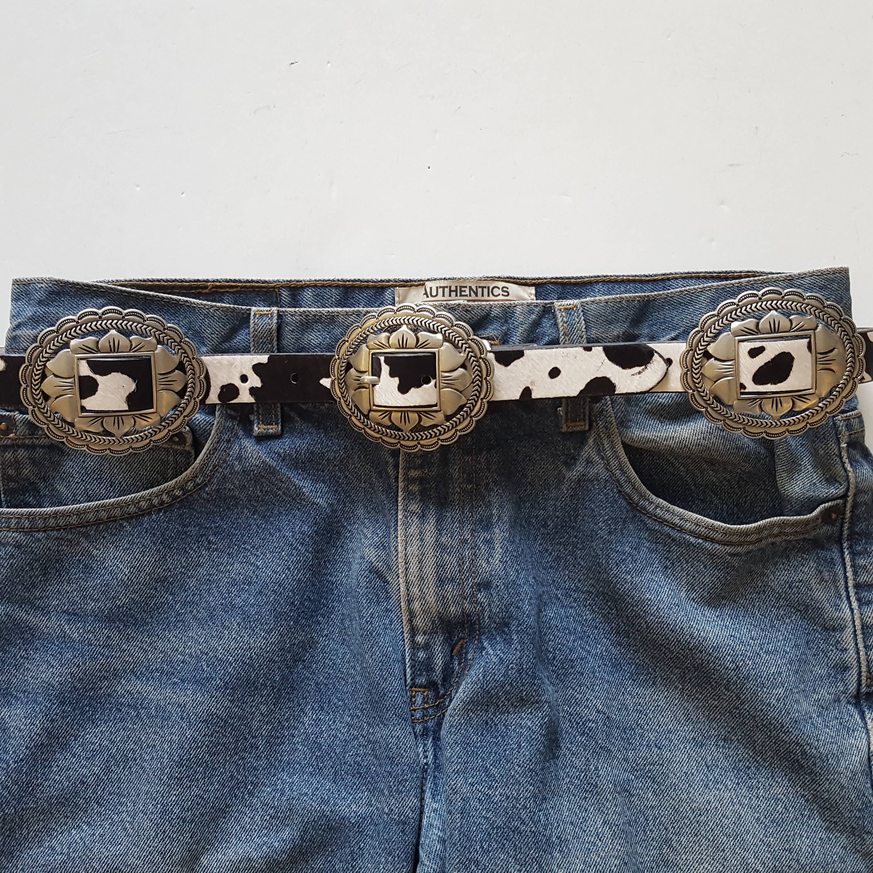 Axesoria West - Vendita all'ingrosso Cintura - Donna - Cintura concho floreale ovale occidentale con vero pelo di mucca4