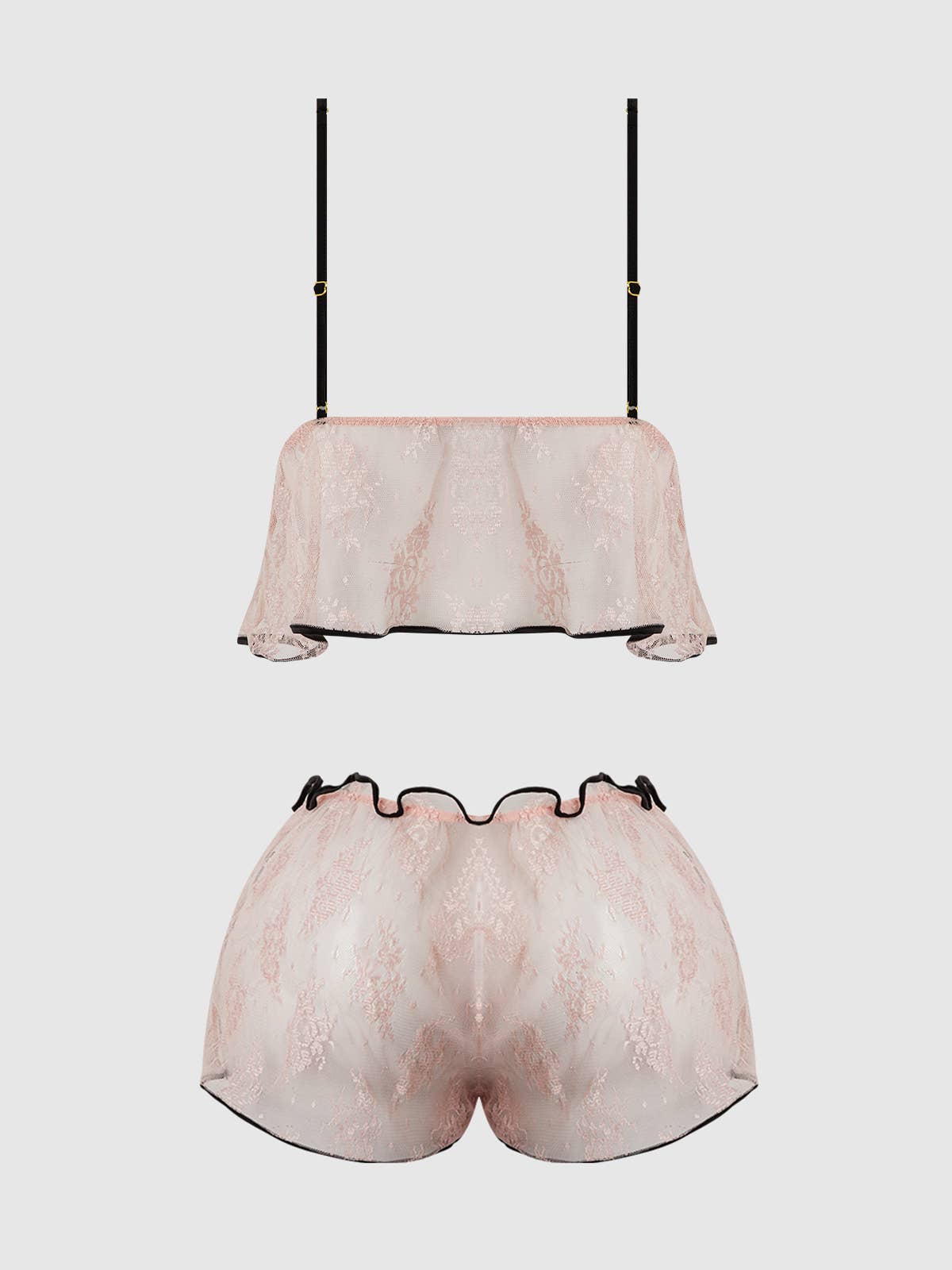 House of Desire – Conjuntos Casual - Mulher por atacado – Conjunto de Camisola e Shorts Jocelyn em Cetim e Renda15