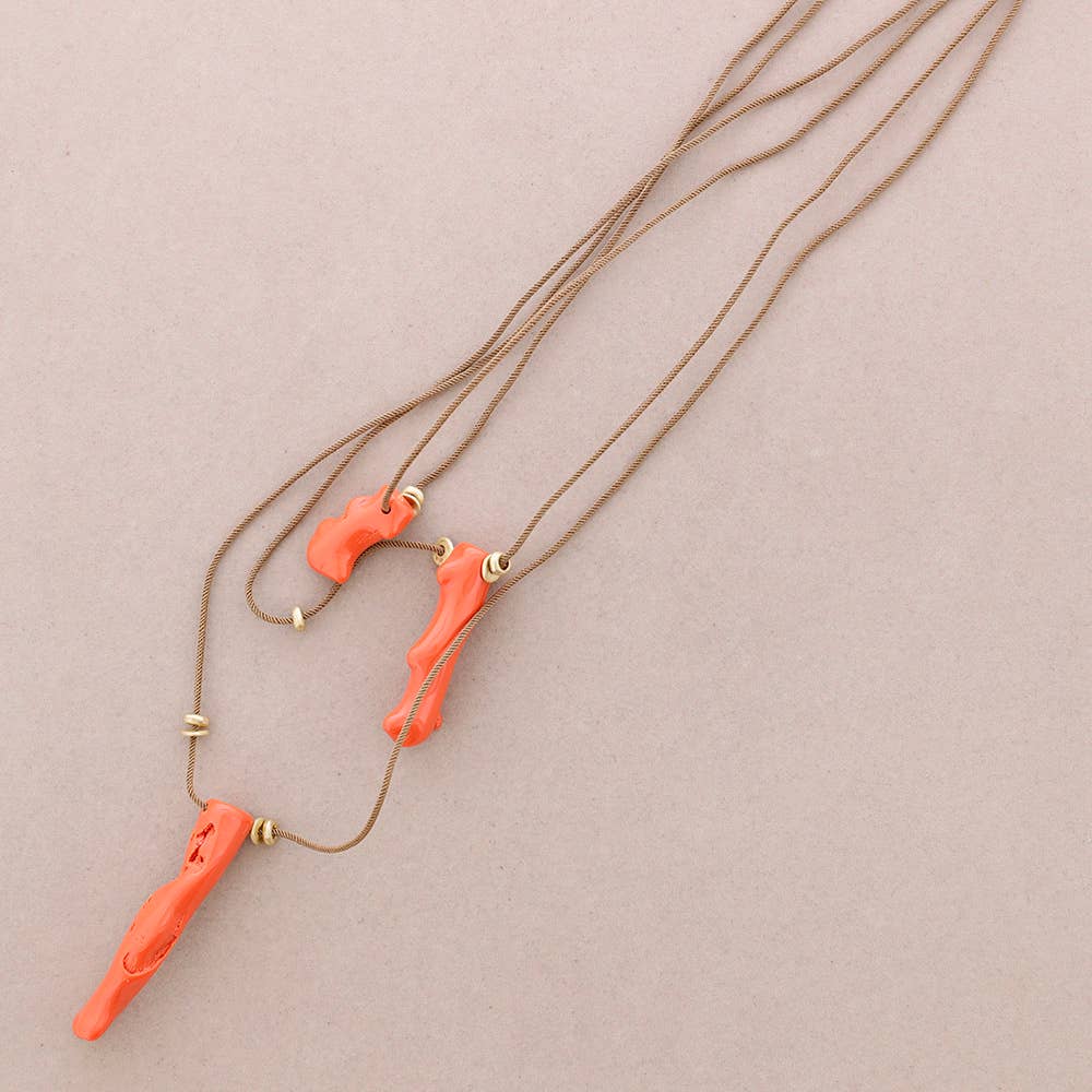 Sonata - Wholesale Pendant/Charm Necklace - Long Necklace with Coral Resin Pendants6