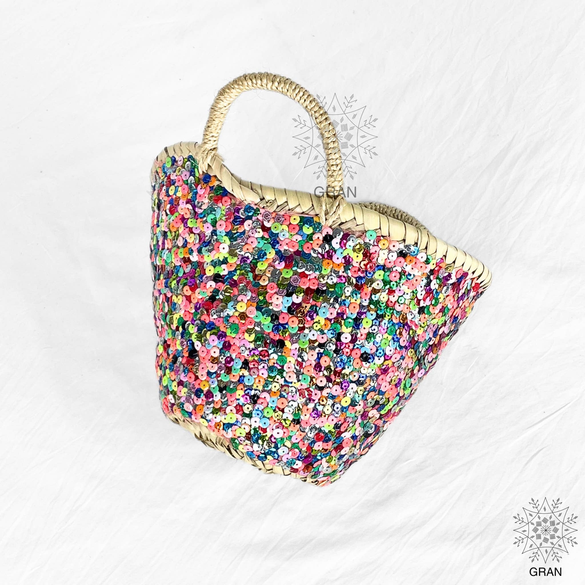 Gran Wholesale - Venta al por mayor Bolsa de asa- Mujer - Bolsa de mano de paja adornada con lentejuelas, bolsa pequeña. 6
