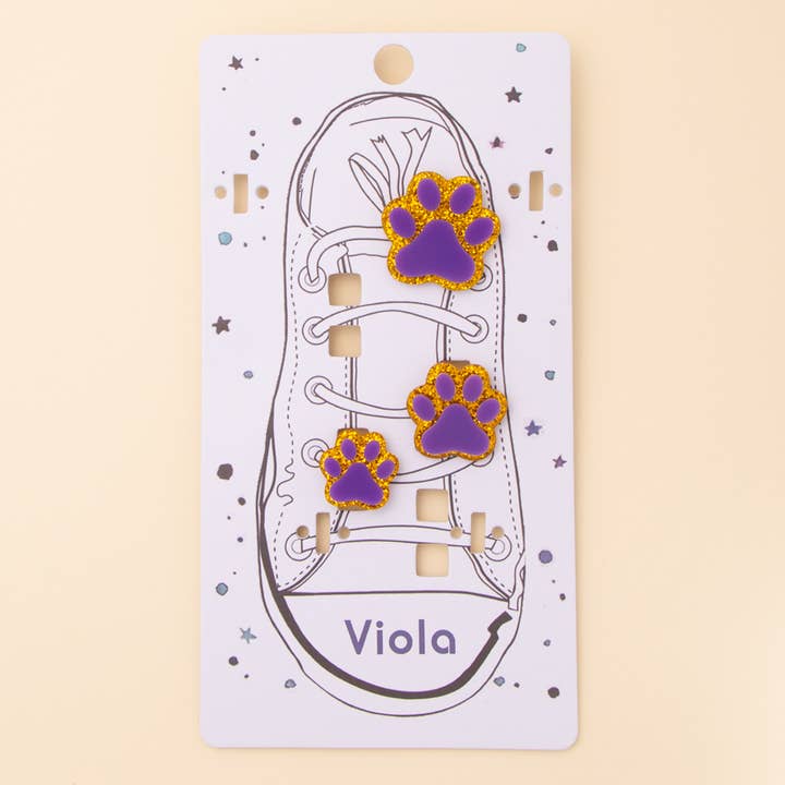 SP Sophia Collection - Wholesale Shoe Accessories - Gameday Glittered Paw Print Charm Shoe Set in Team Colors