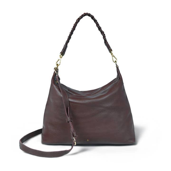 ETTIE Large Slouch Crossbody in Brown Leather for wholesale by bell&fox