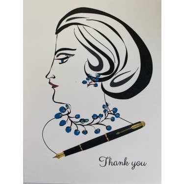 Studio Daedre - Wholesale Stationery/Notecard Set - Classic Profile with Pen - Boxed Note Cards0