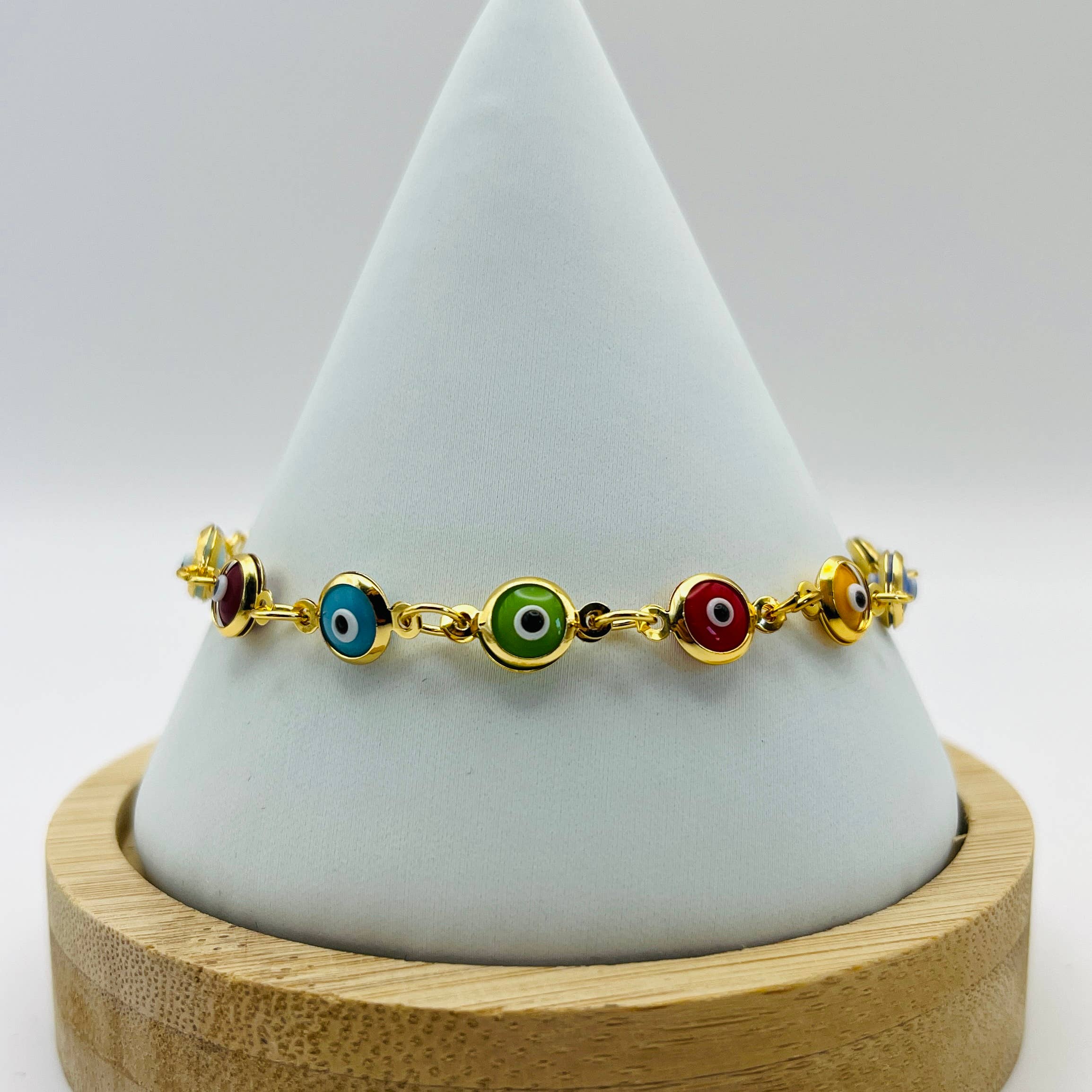 Loli - Wholesale Link & Chain Bracelet - Lux Crystal Chain Evil Eye Bracelet - Silver - Gold Color9