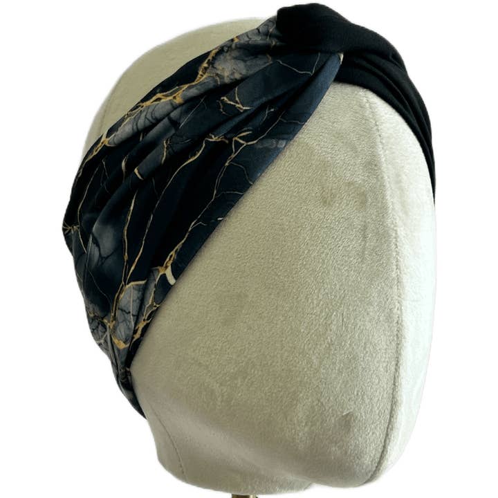 Black Marble Twist Headband for wholesale by The Sassy Olive Handmade Headbands