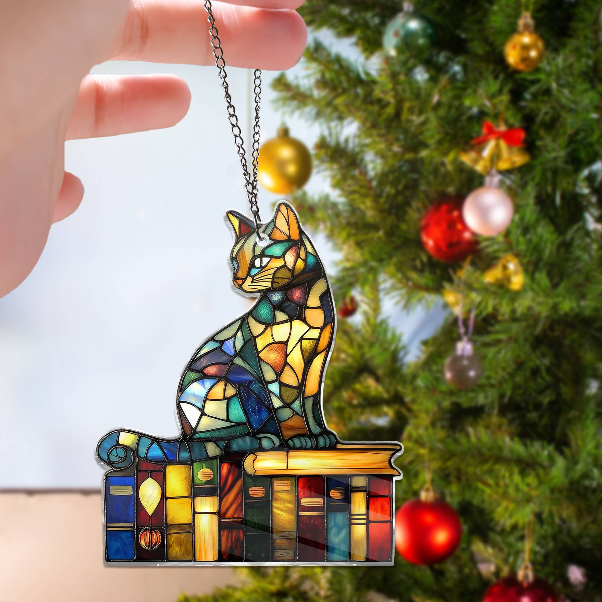 Merchemy - Wholesale Wall Decor - Kids & Baby - Cat And Book ACRYLIC Ornament Reading Cat Window Hanging3