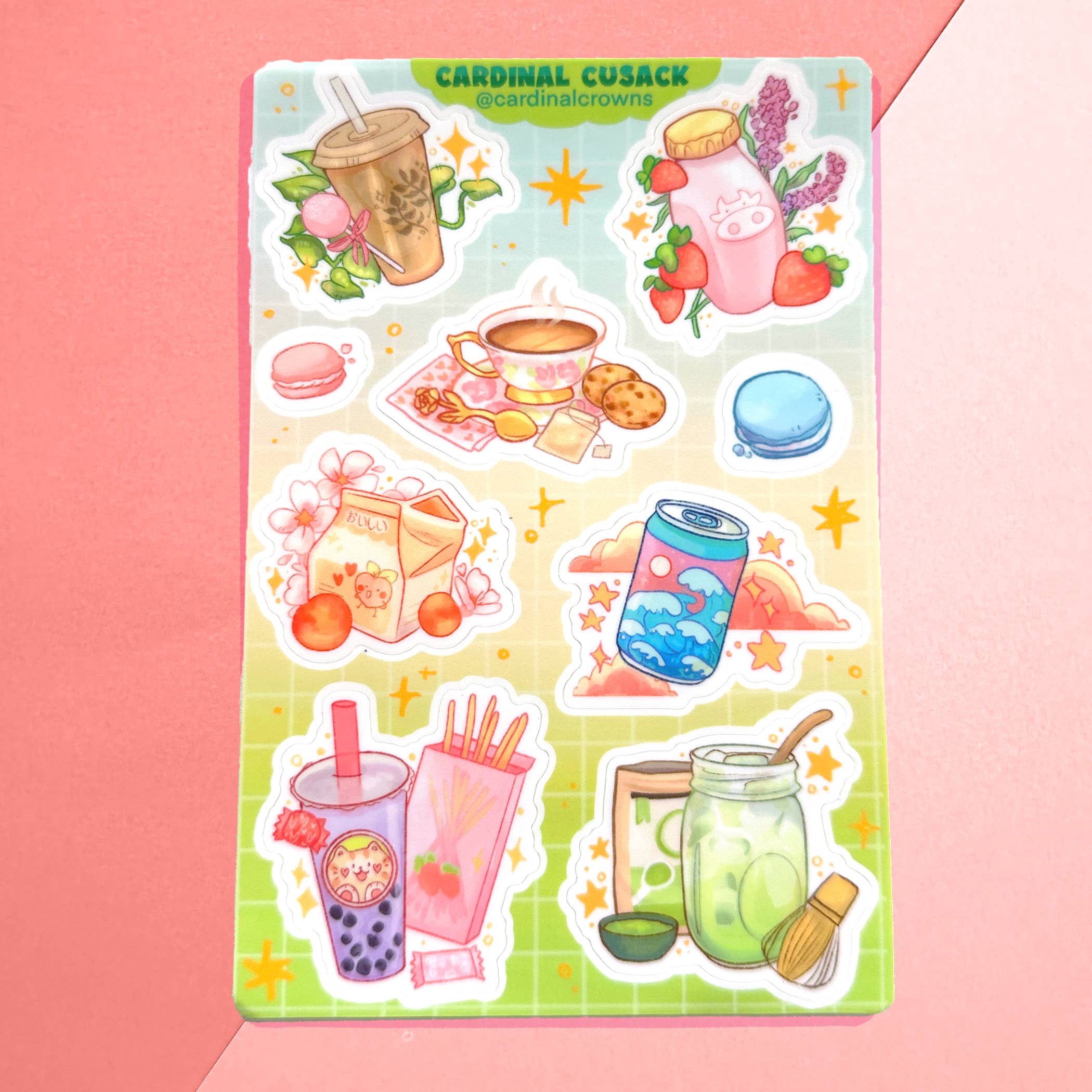 Cute Drink Sticker Sheet for wholesale by cardinalcrowns