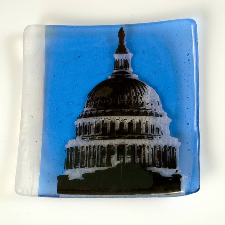 Washington DC Capitol Dome Fused Glass 4.5" Catch-all Dish for wholesale by Kiku Handmade | Contemporary Fused Glass Home Goods