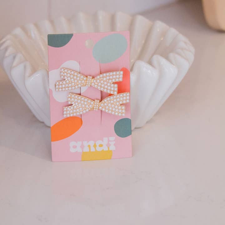Shop Andi - Wholesale Hair Clip - Women's - Pearl Bow Clips 2-pack1