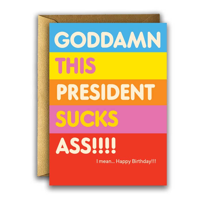 OffensiveDelightful - Wholesale Birthday Card - THIS PRESIDENT SUCKS! birthday card