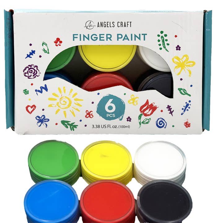 Angels Craft - Wholesale Vingerverf - 6 kleuren plastic fles met vingerverf, verpakt in een kartonnen doos