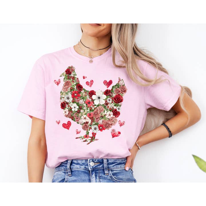Camisa de Pollo Floral - Camiseta del Día de San Valentín para venta al por mayor de The Shirt Company