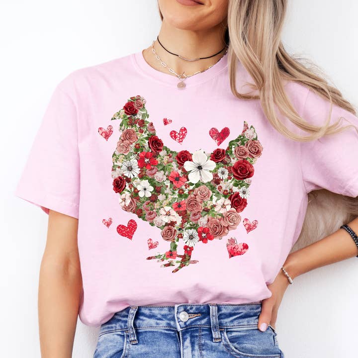 Camisa de Pollo Floral - Camiseta del Día de San Valentín para venta al por mayor de The Shirt Company