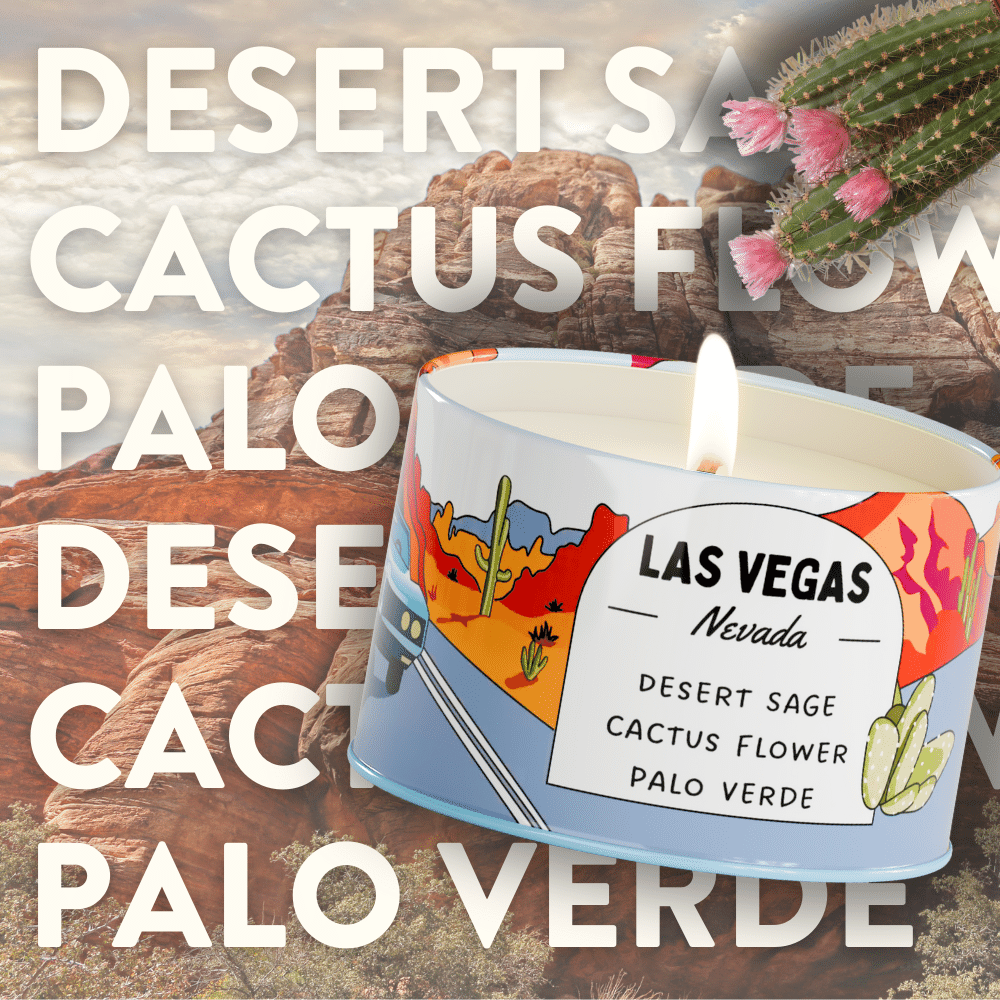 Postcards - Wholesale Jar/Filled Candle - Las Vegas Desert | Travel Scented Candle2