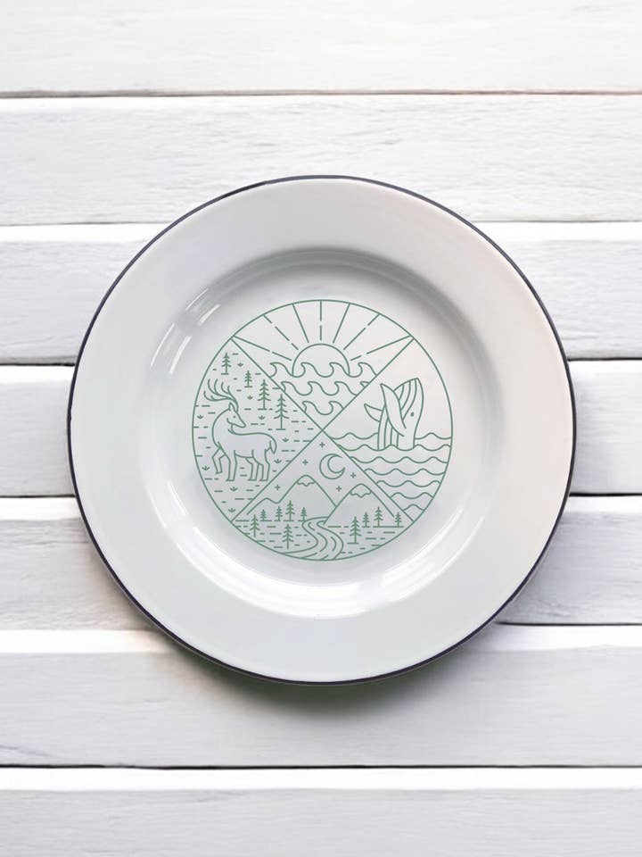 Mountains & the Sea, Decorative Enamel Plate for wholesale by Sovende Bjorn