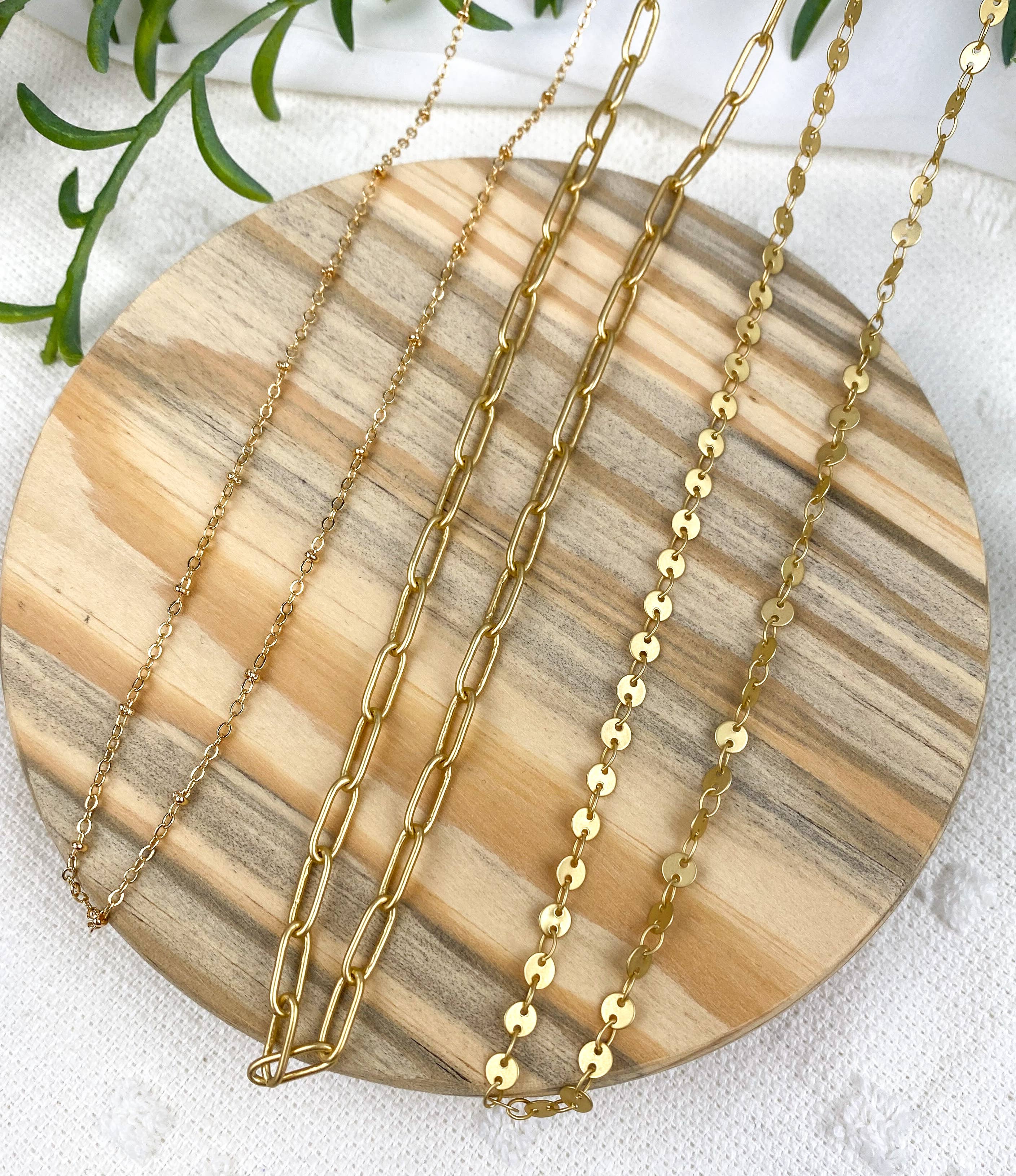 Light Shine - Wholesale Link & Chain Necklace - Paperclip Layering Necklace | Gold Plated Disc, Dainty Chain9