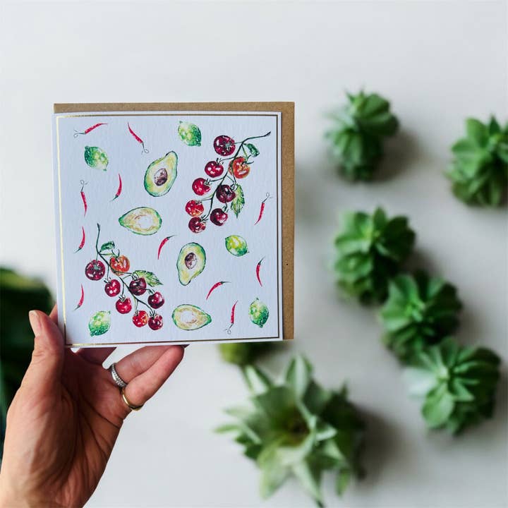 Fiesta 'Guacamole' Hilsen Kort - af Sarah Epsom for engroshandel hos Sarah Epsom