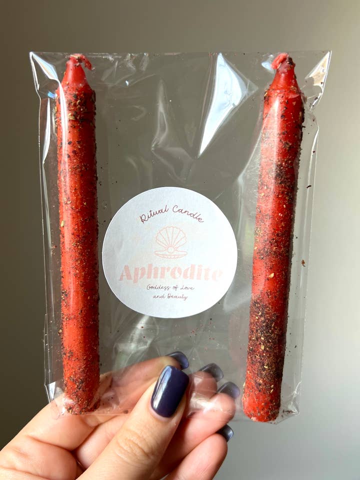Aphrodite Goddess Ritual Candle for wholesale by Sapphire & Sage