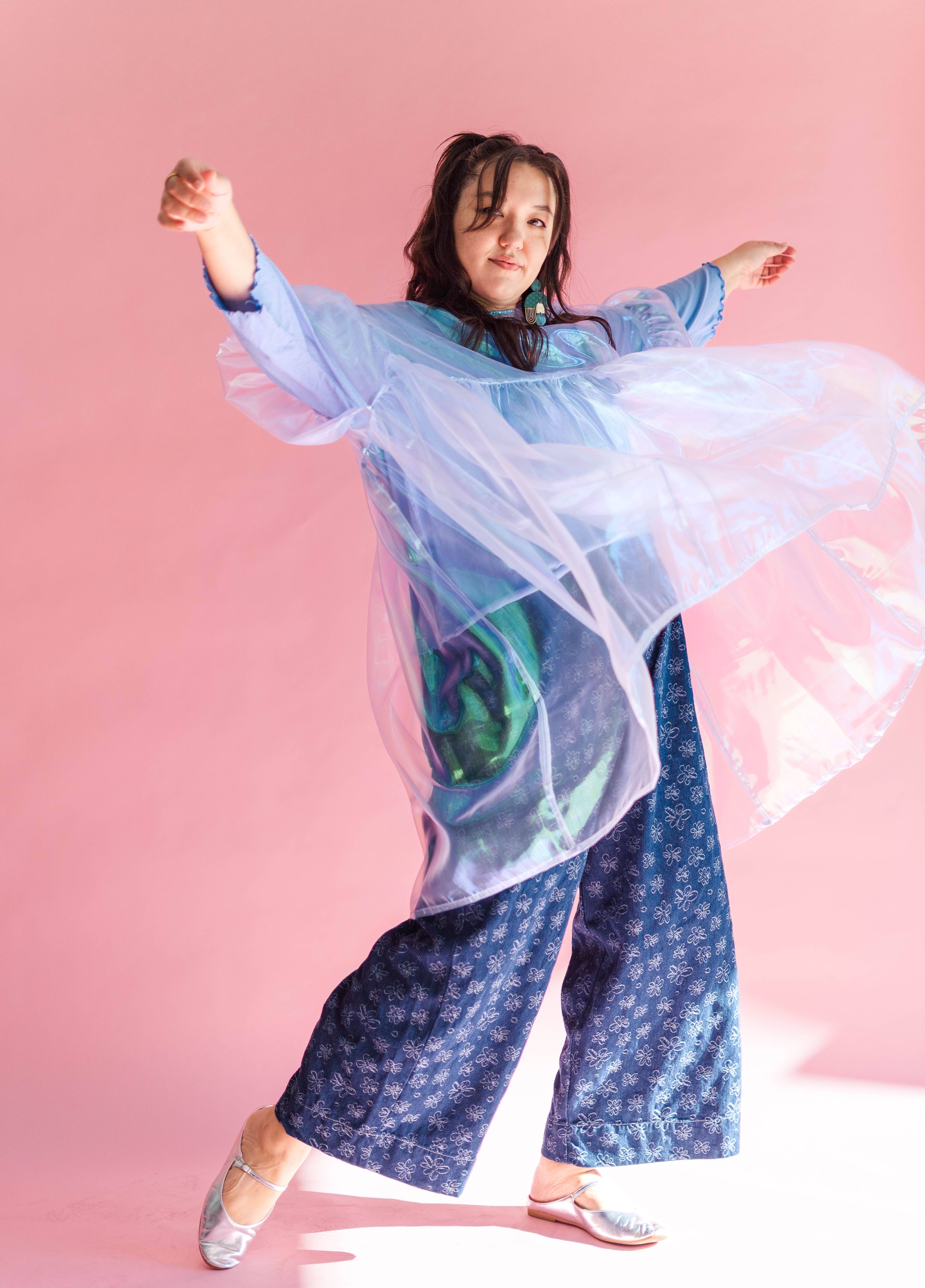 Nettle Studios - Wholesale Dress - Women's - Size Inclusive Plus Size Sheer Blue Ruffle Mini Dress Spring20