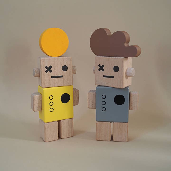 Briki Vroom Vroom – wholesale Wood toy – Child – Wooden toy - Baby Robot/Grey/Grey - wooden toy
