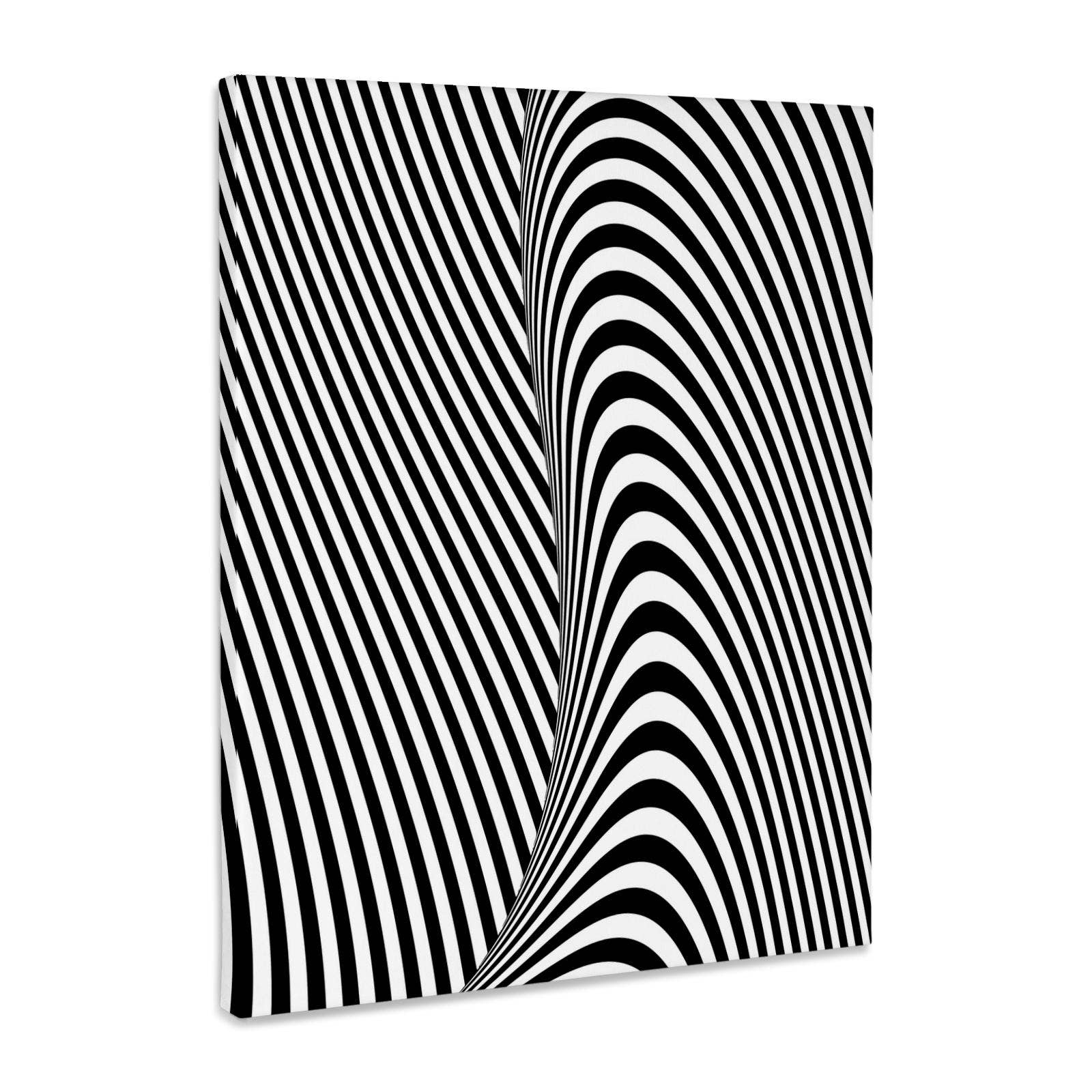 3dRose - Wholesale Art Print - 3dRose, Black and White Graphic Optical Wave Illusion, Museum Grade Canvas Wrap0