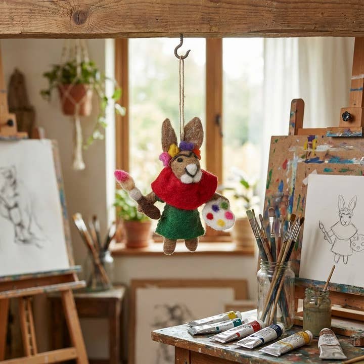 Håndlavet filtophæng med Frida Kahlo-kunstnerhare for engroshandel hos Felt So Good