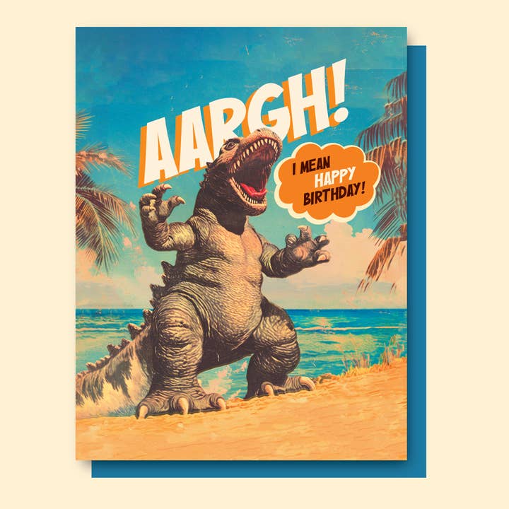Tarjeta de cumpleaños de GODZILLA BEACH para venta al por mayor de offensivedelightful