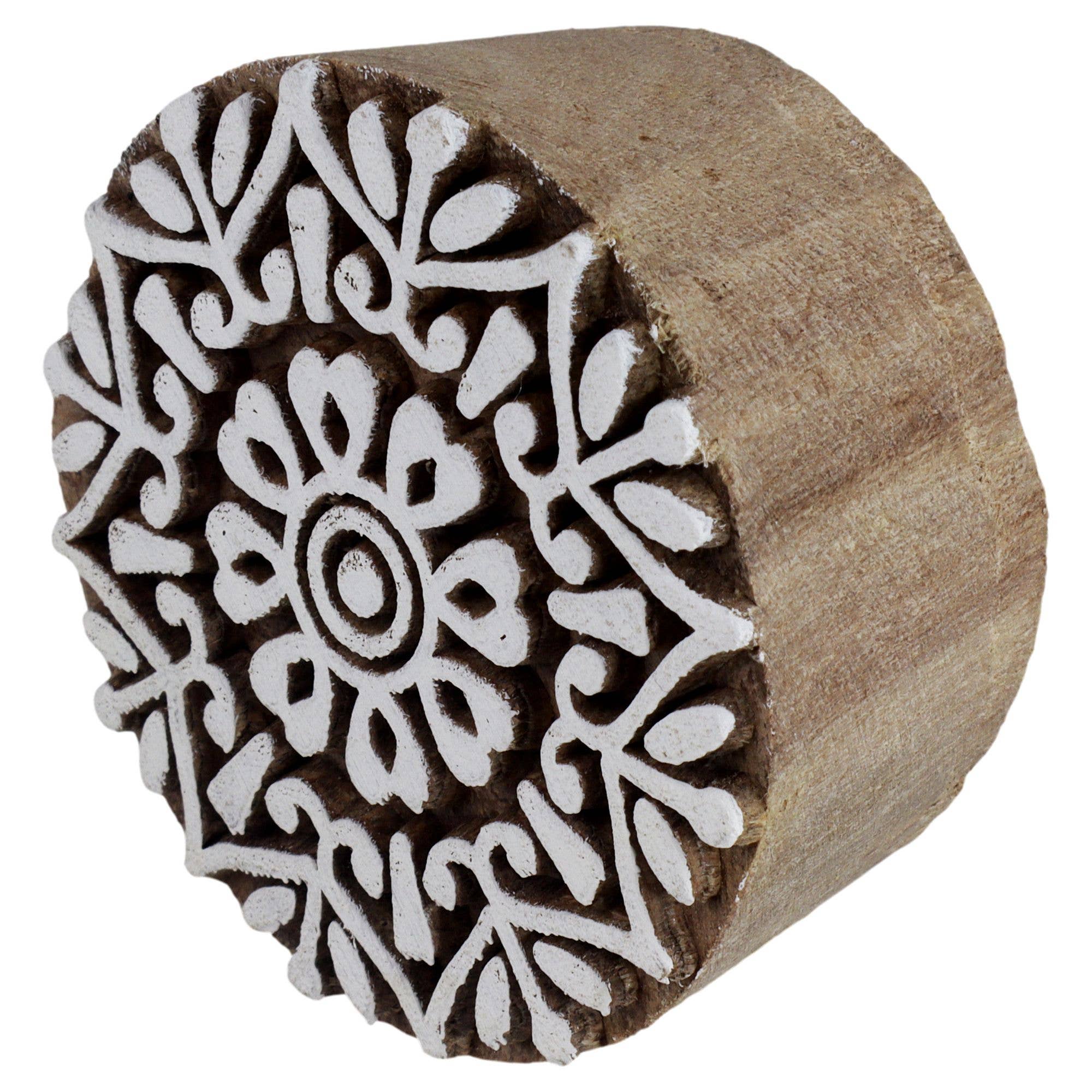 Tribal Trade GmbH - Wholesale Rubber/Decorative Stamp - Round wooden stamp mandala 5cm wooden stamp1