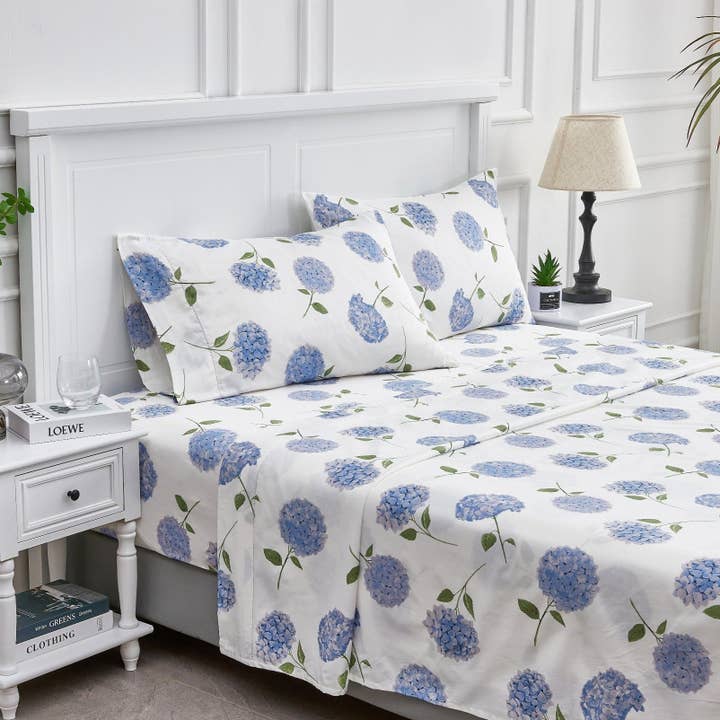 Hydrangea Printed Cotton Sheet Set for wholesale by Mélange Home