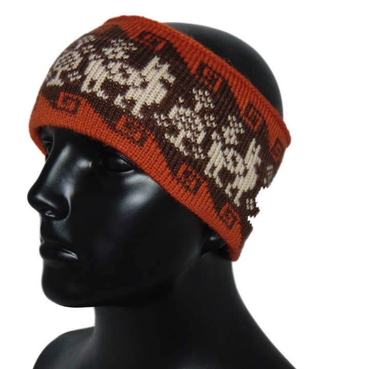 Alpacka stickad blandning lamas pannband 4,5 ”x 9" extra brett för wholesale av Sanyork Fair Trade