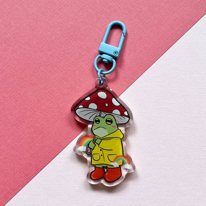 Frogblobs - Wholesale Keychain - Unisex - Mushroom Umbrella Frog Keychain0