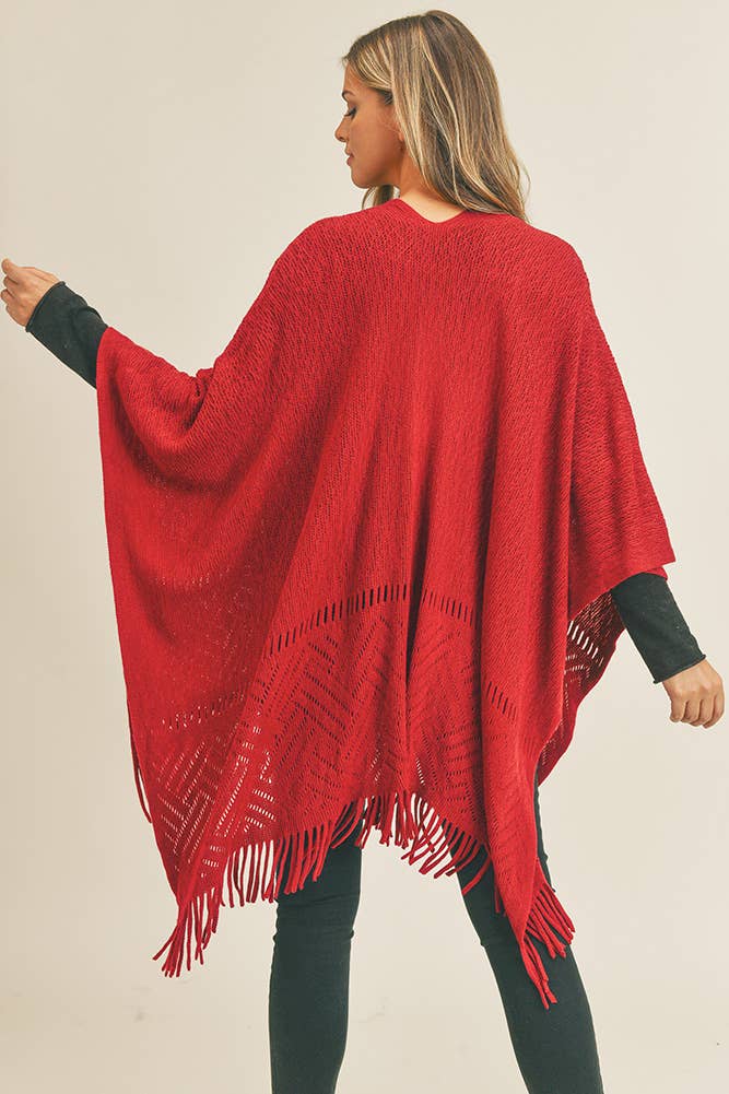 Hana - Wholesale Cardigan - Dames - Visgraat gebreide franje Ruana24