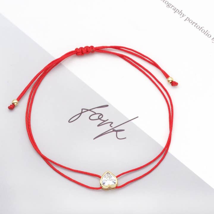 BestBeads&Beyond - Wholesale Charm/Dangle Bracelet - Pull Tie Colorful Wish Heart Bracelet, Sku#EF2261