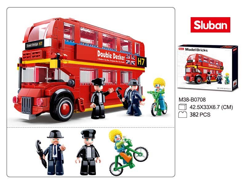 Sluban North America - Wholesale Building Set - Kids - London - Double Decker City Bus  382 Pcs - M38-B07081