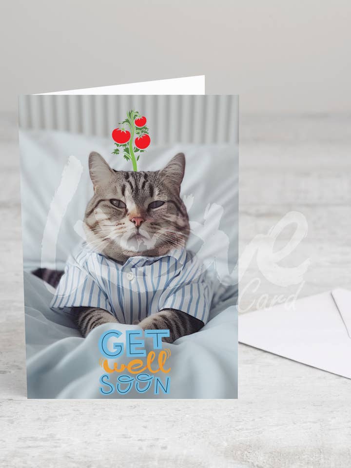 Cartão de felicitações dobrado 'As melhoras' sem envelope por atacado de Meow & Muse