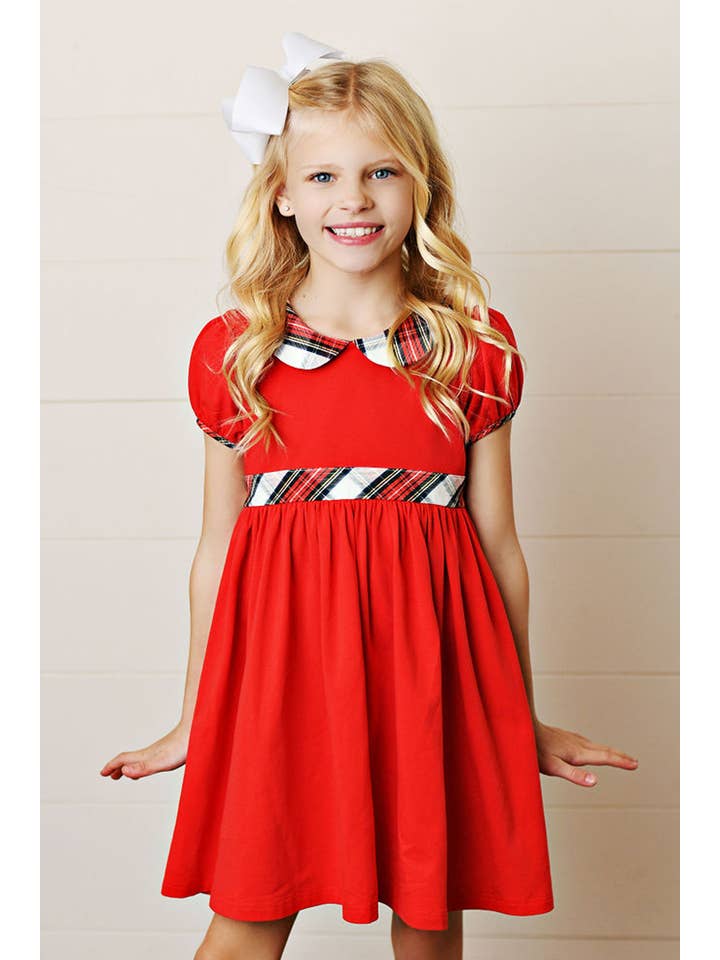 Serendipity Clothing Co - Wholesale Dress - Kids - Girl Holiday Red & Tartan Plaid Dress