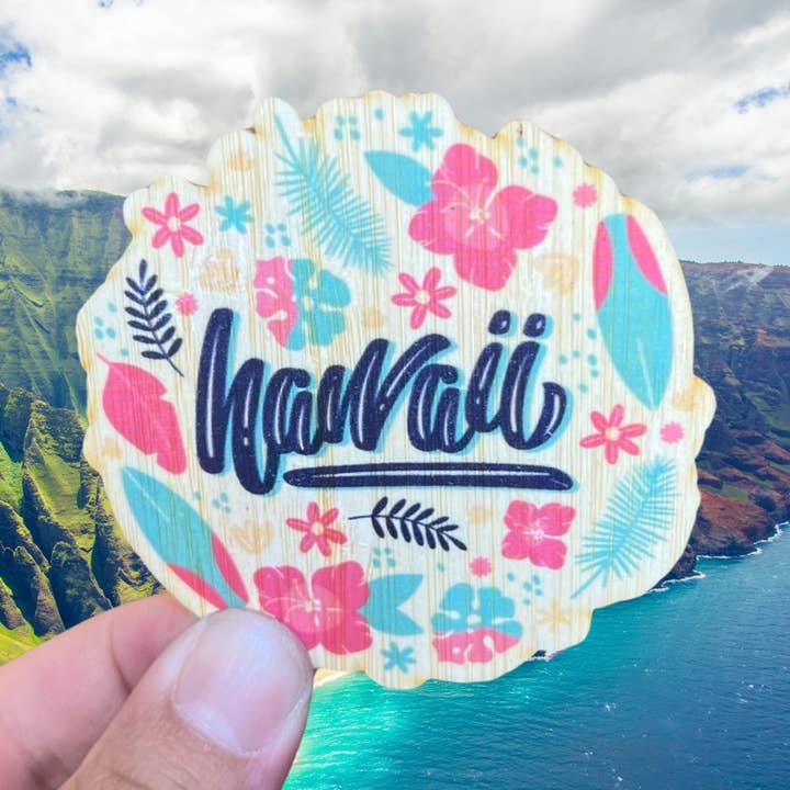 Hawaï à fleurs tropicales pour la vente par Bamboo Wood Stickers
