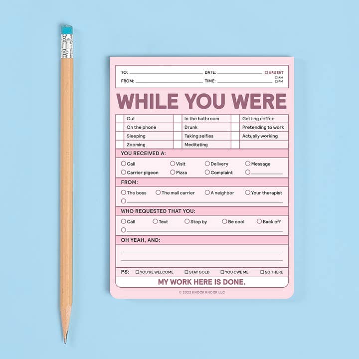 Knock Knock - Wholesale Notepad - While You Were Nifty Note Pad (Pastel Version)